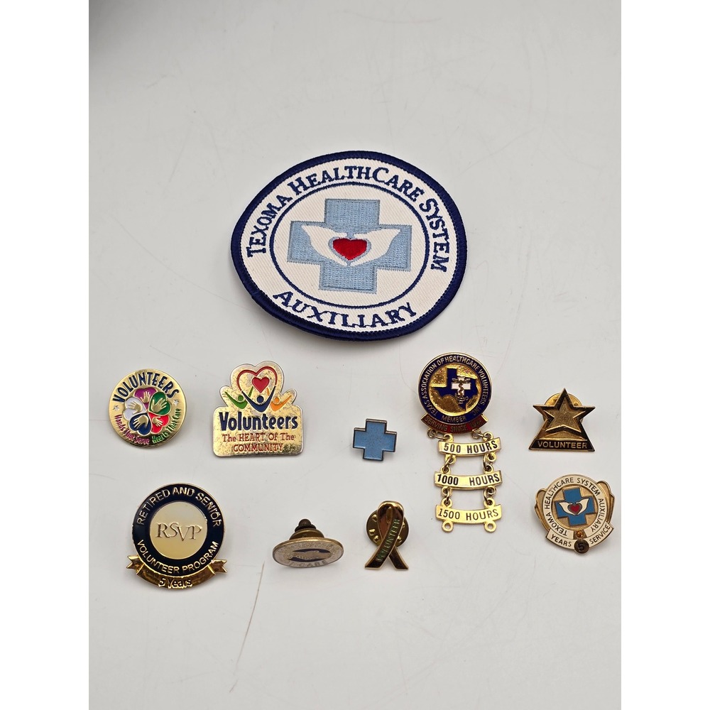 Vintage Healthcare Volunteer Pin Lot Women Multicolor Good Service Award Patch